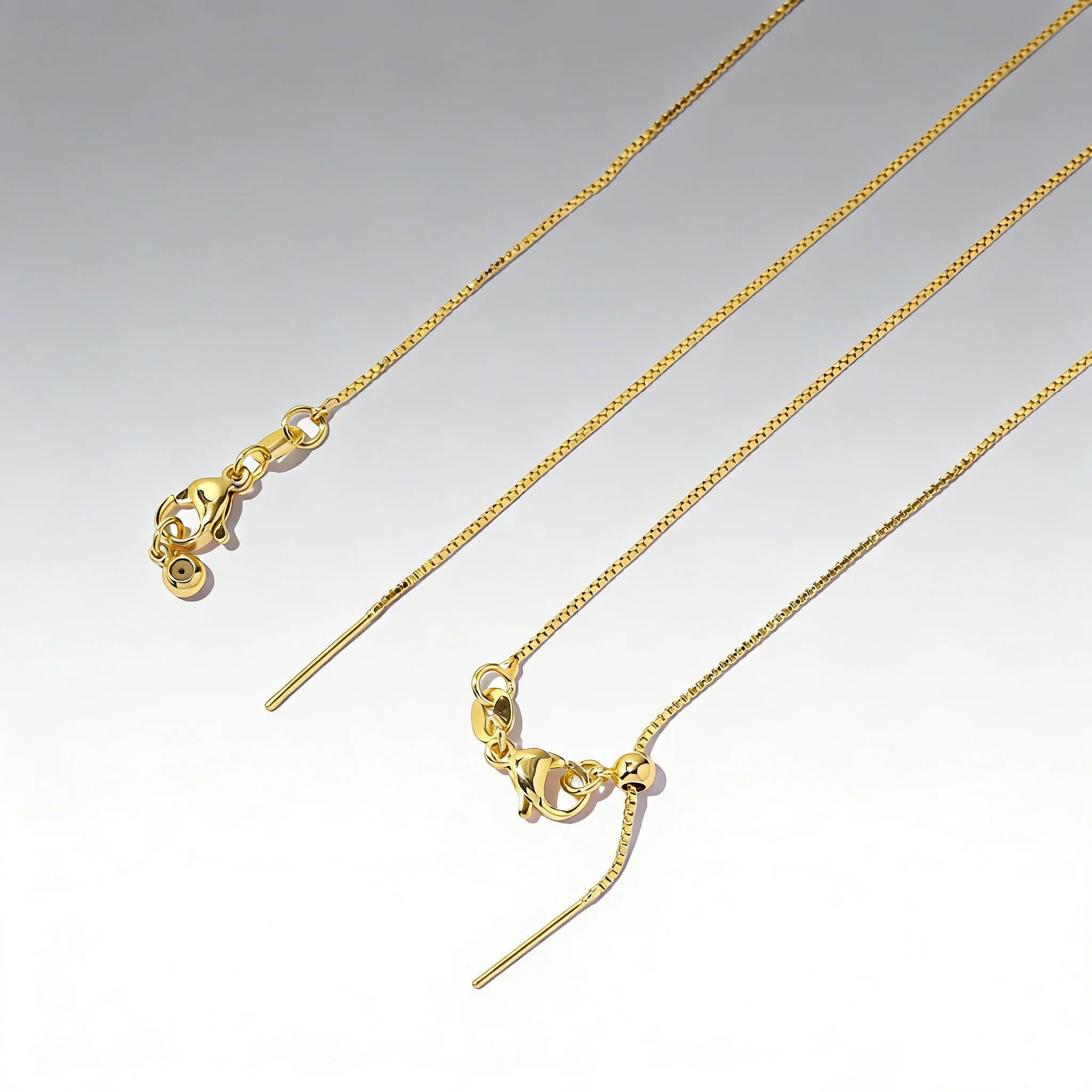 100pcs/lot 18k Gold Plated Removable Adjustable Box Chain Necklace For Women DIY Charm Pendant Jewelry Making Wholesale