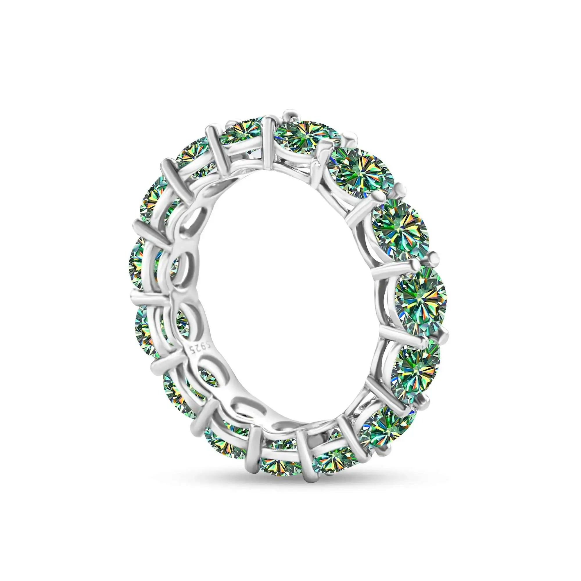 5mm 7ct Colorful Moissanite Ring 925 Sliver Plated With White Gold Wedding Band Eternity Band Engagement Rings For Women Jewelry