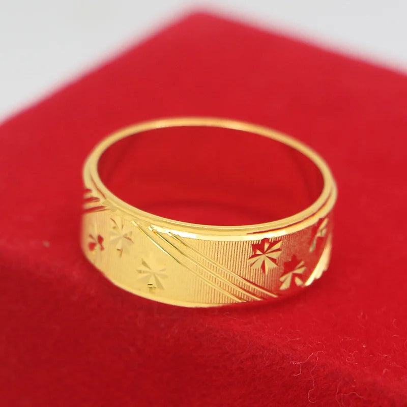 Luxury 24K 9999 Pure Gold real gold Men's and Women's Couple Ring Pattern Ring