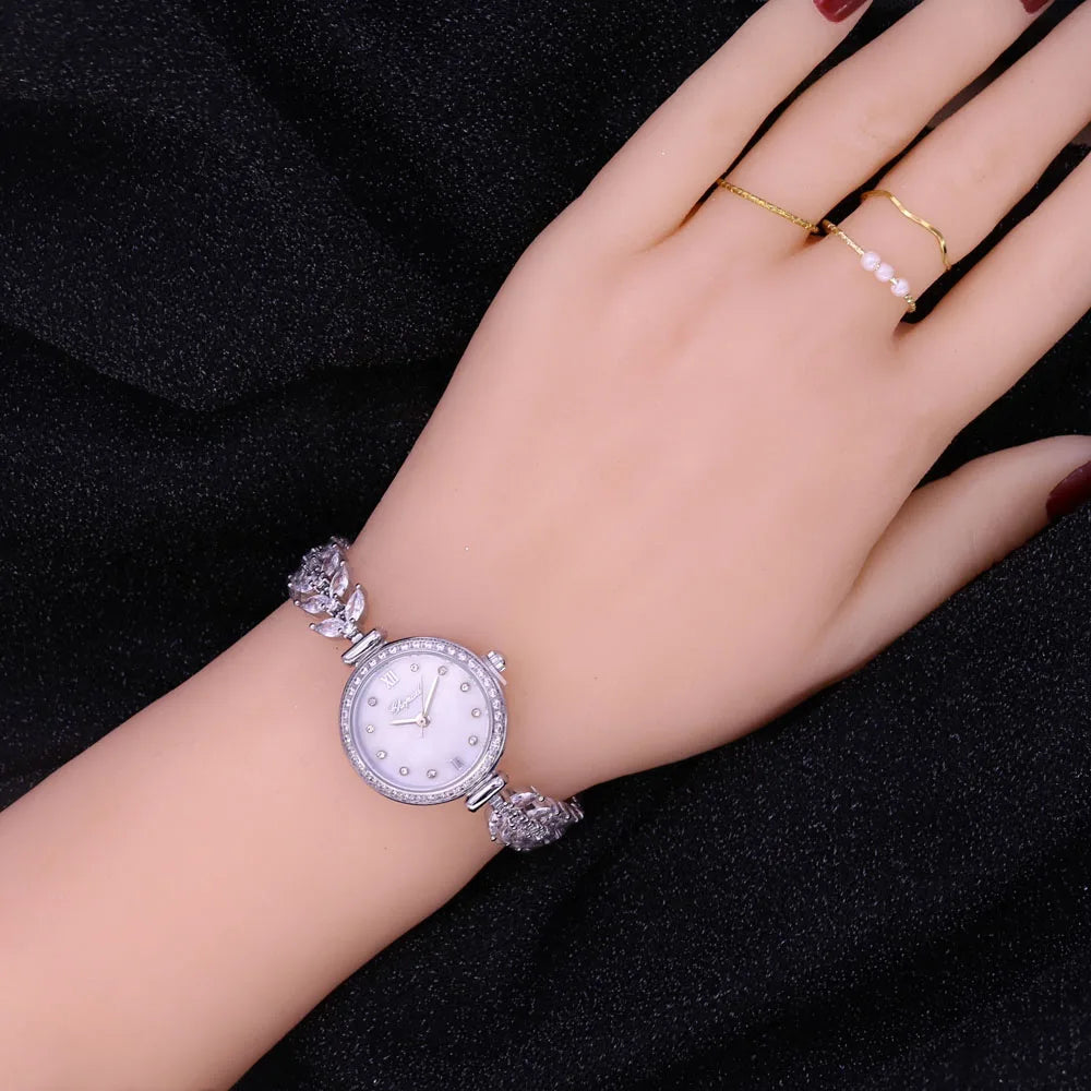 Royal Crown Women's Watch Japan Quartz Hours Fine Fashion Bracelet Jewelry Band Shell Luxury Rhinestones Girl Birthday Gift