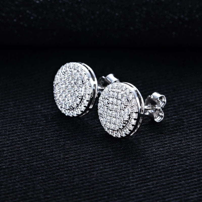 MossanRappr 0.9cttw Moissanite Bling Round Stud Earrings 925 Sterling Silver Fashion Hip Hop Jewelry Gifts for Women and Men