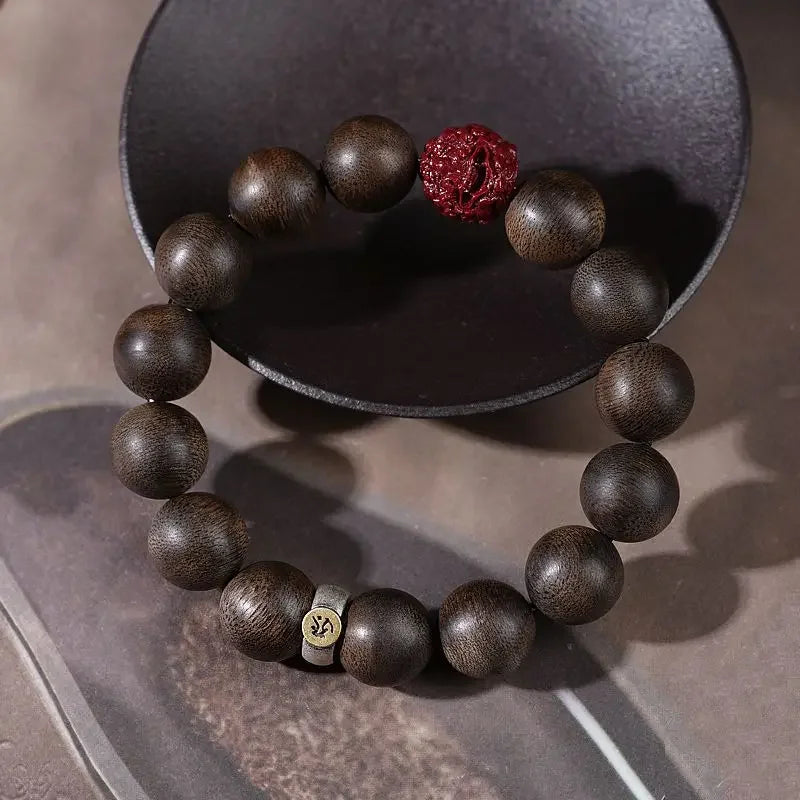 Natural Old Material Nha Zhuang Agarwood Buddha's Zodiac Good Luck Rosary Bracelet