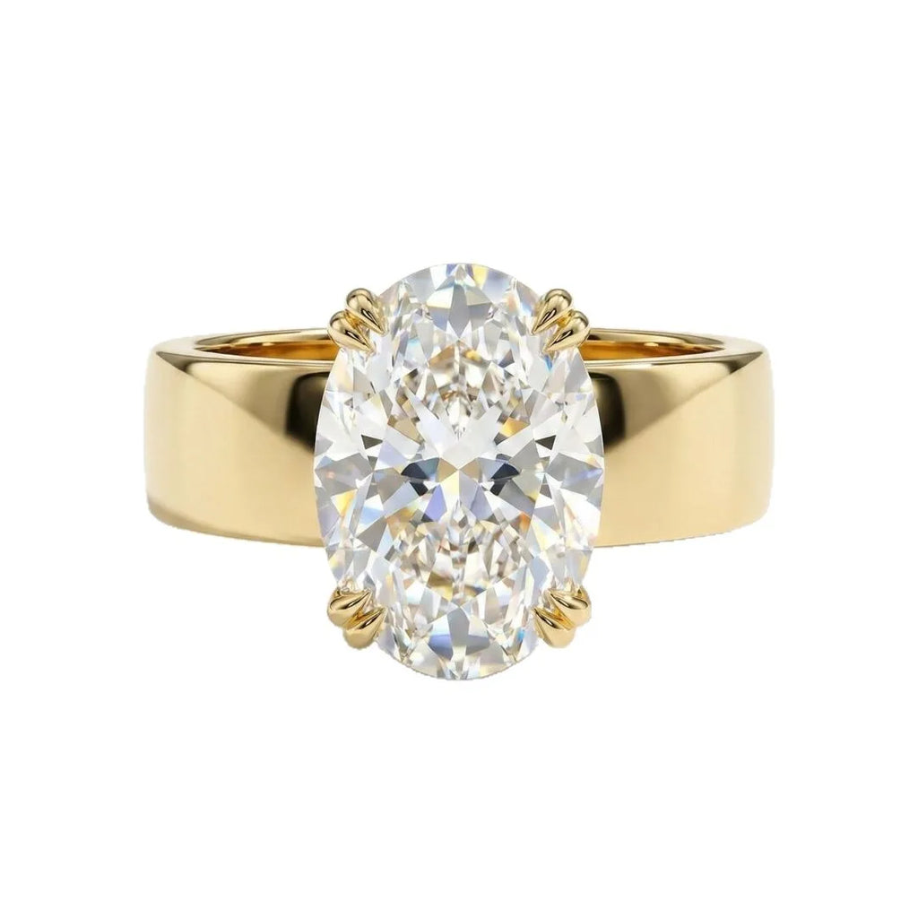 CEICI 4.5CT Oval Cut Moissanite Rings S925 Silver Plated 18K Gold Solitaire Diamond Wedding Band For Women Men Fine Jewelry