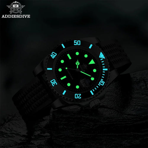 ADDIESDIVE Business Men's Quartz Watch Stainless Steel 200M Diving Waterproof Watches Super Luminous Calendar Display Wristwatch