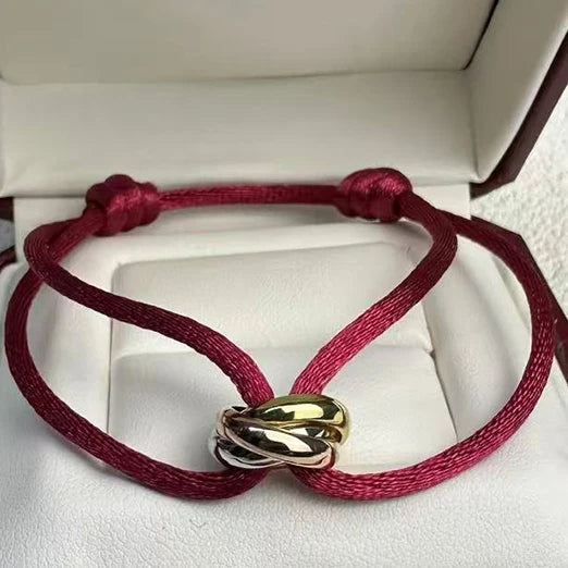 MESSITOK Classic luxury jewelry S 925 silver three ring tri color cross couple bracelet. Holiday gifts. Not fading. Not allergic