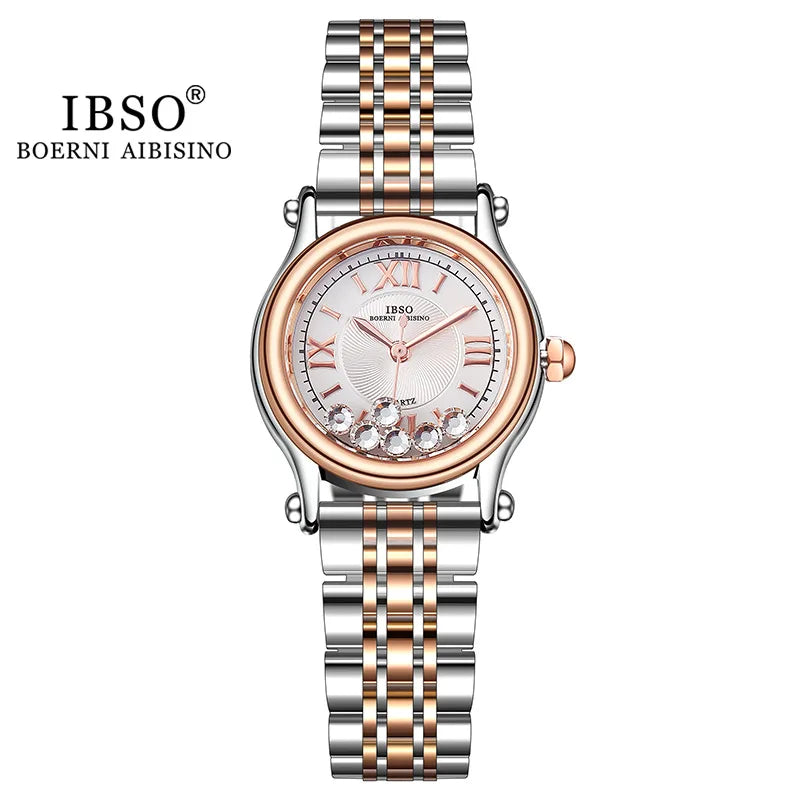 Women's Watch Japan Quartz Hours Fine Fashion Dress Clock Real Leather Luxury Happy Moving Rhinestones Girl's Gift