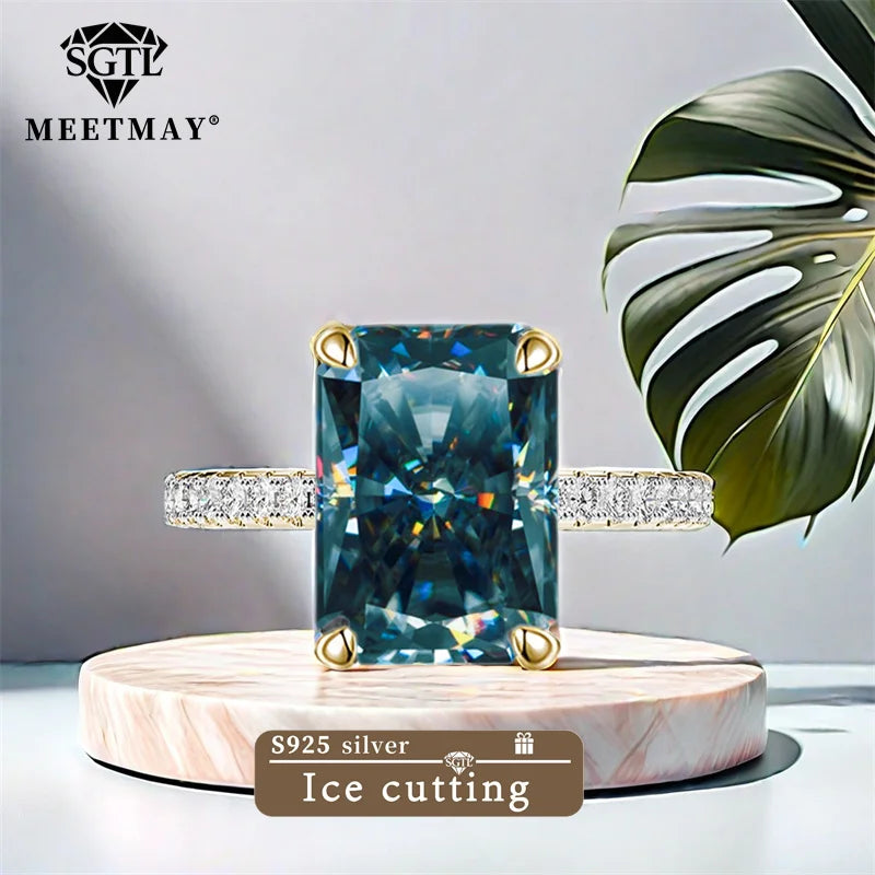 S925 Sterling Silver Tanzanite Blue Zircon Sparkle 5A Good Quality Ice Cut High Carbon Diamond Ladies Ring Fine Jewelry Women