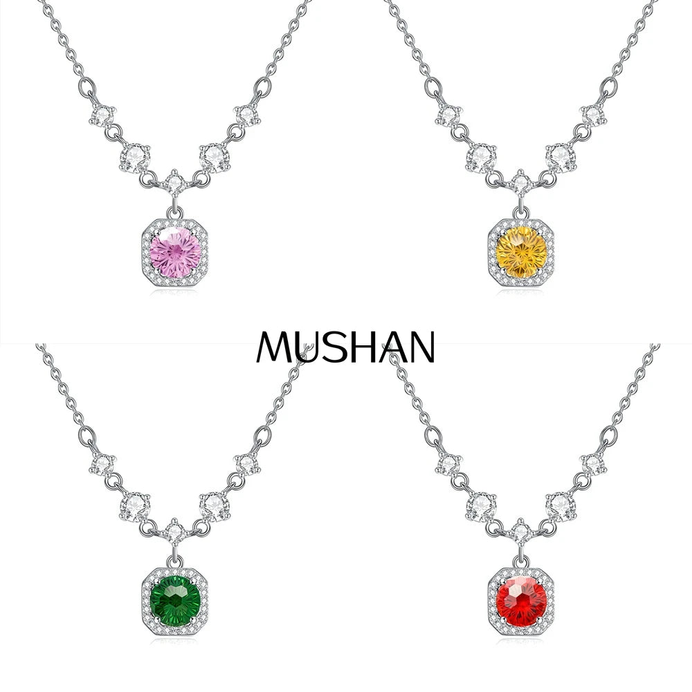 MuShan Jewelry 925 Sterling Silver Necklace Pendant Chain HCD Gemstones Bridal Shower Minimalist Style Women Necklaces Jewelry