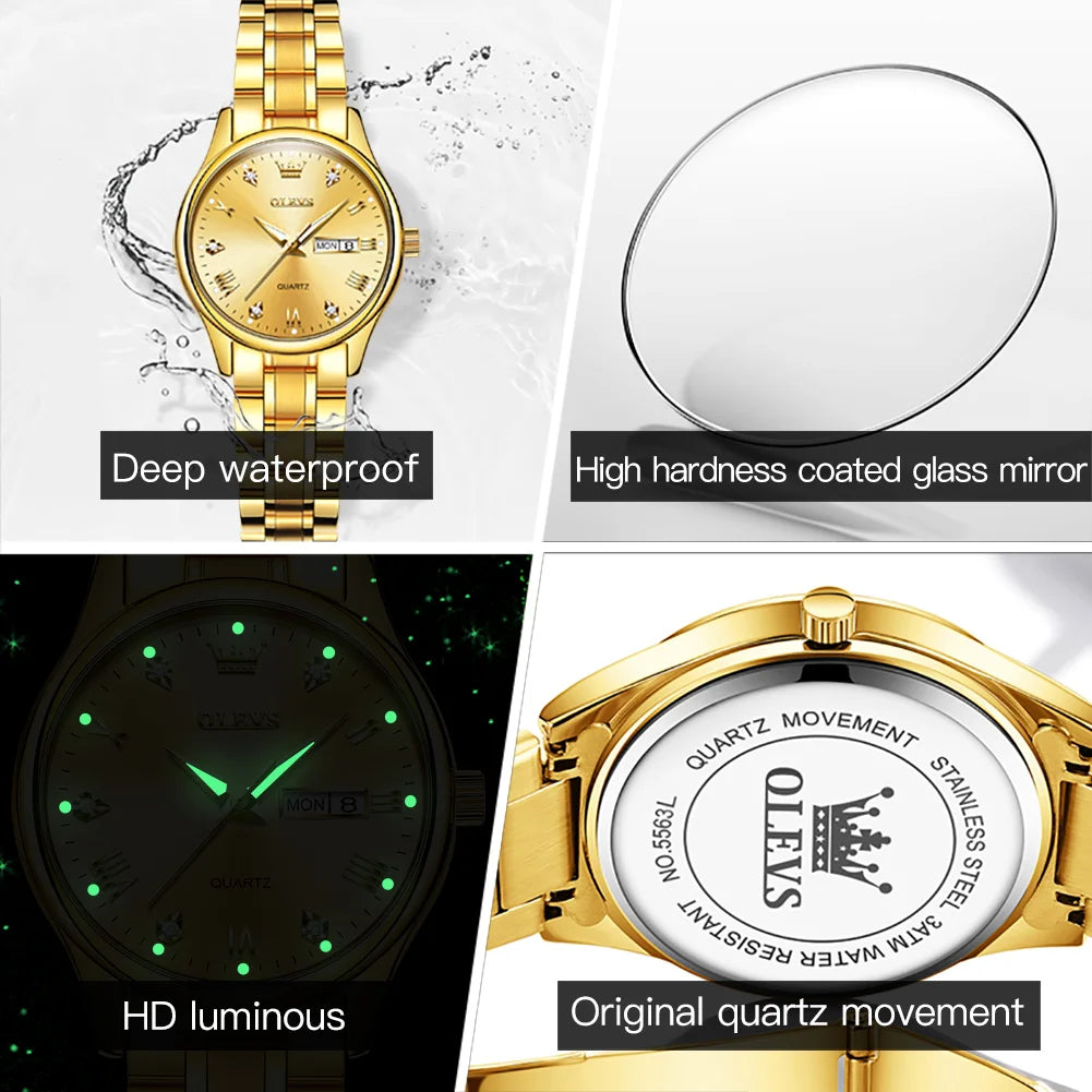 OLEVS 5563 New Fashion Women Quartz Watch Waterproof Classic Luxury Brand Lady Watch Stainless Steel Strap Watches
