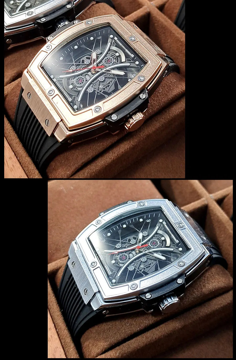 MEGIR & RUIMAS Military Sport Watch for Men Fashion Silicone Strap Analog Quartz Wristwatch with Luminous Hands Tonneau Dial 334
