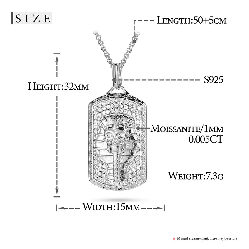 Square Minimalist Mini Iced Out Tag Pendant Necklace For Men Hip Hop Jewelry Moissanite Pendant Sterling Silver Square Pendnat