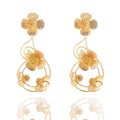 YTJX  18K Gold Color Flower Earrings For Women Design Geometric Hollow-out Big Earrings Party Jewelry  2025 New Christmas Gifts