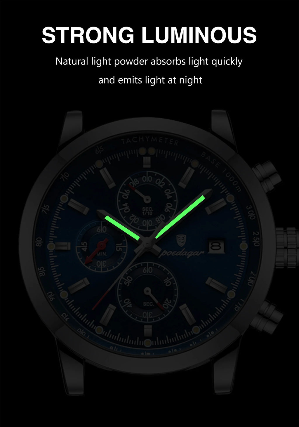 POEDAGAR Luxury Trendy Man Watch Date Waterproof Luminous Chronograph Men Watch Sports Male Stylish Leather Men's Quartz Watches