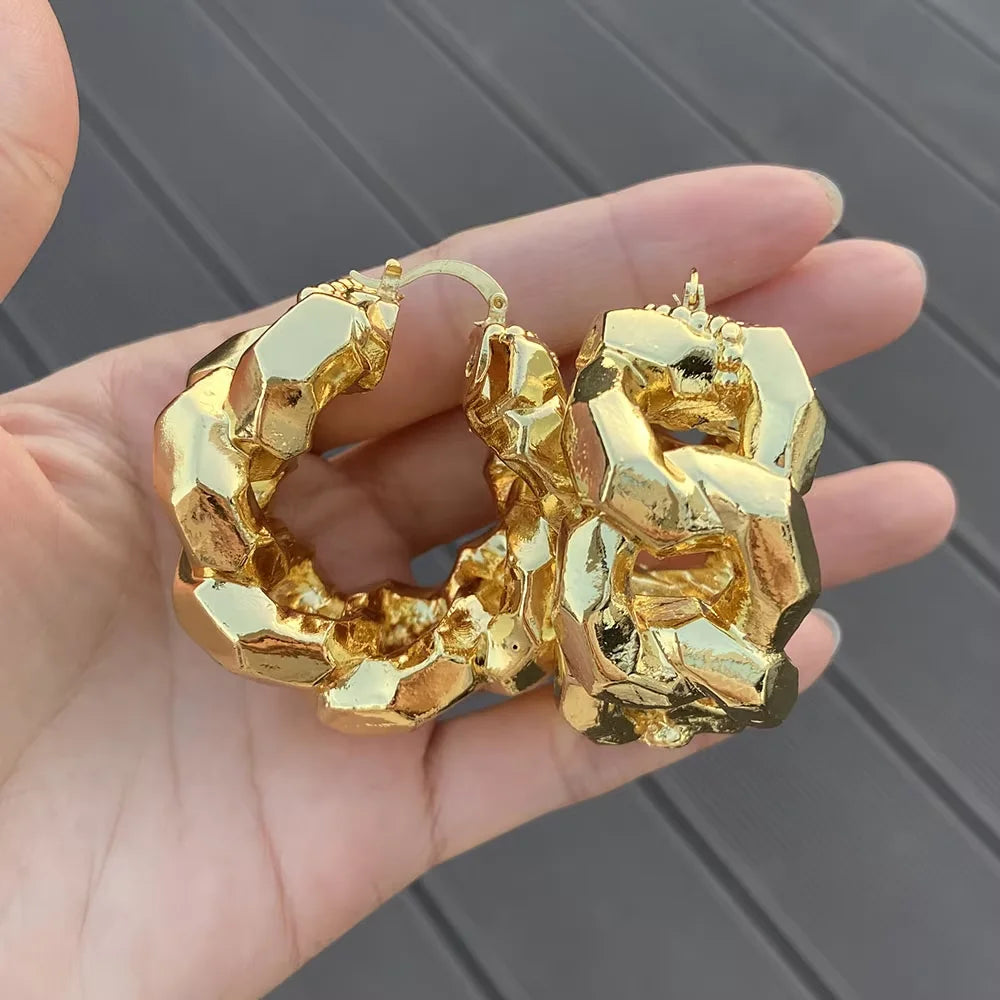 Hoop Earrings Flower Shaped Copper 18K Gold Color Copper Drop Earrings For Woman 2023 Fashion Party Girls Jewelry Set Accessory