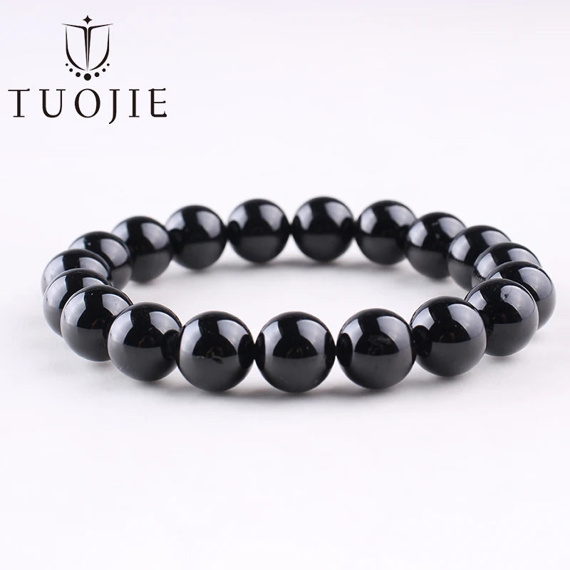 Natural 6 8 10mm Black Tourmaline Beads Bracelet Genuine Round Smooth Gemstone Beads Bracelets for Women Fashion Cheap Jewelry
