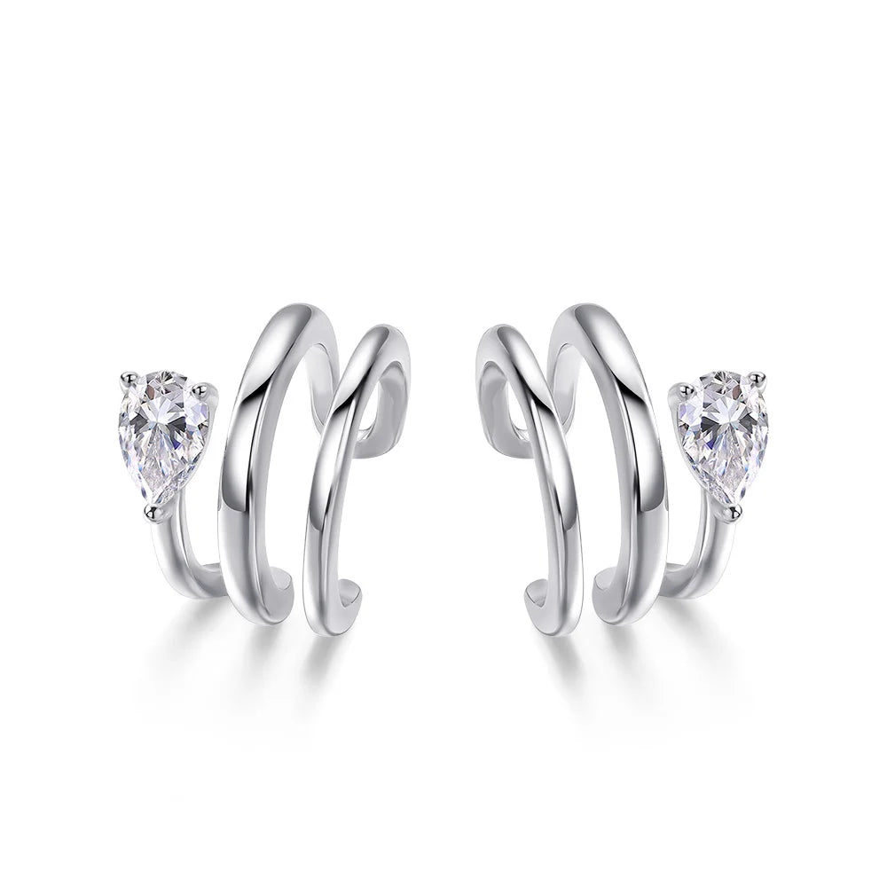 Smyoue 18K Plated Certified Full Moissanite Clip Earrings for Women Pear Cut Pure 925 Silver Lab Diamond Jewelry Wholesale