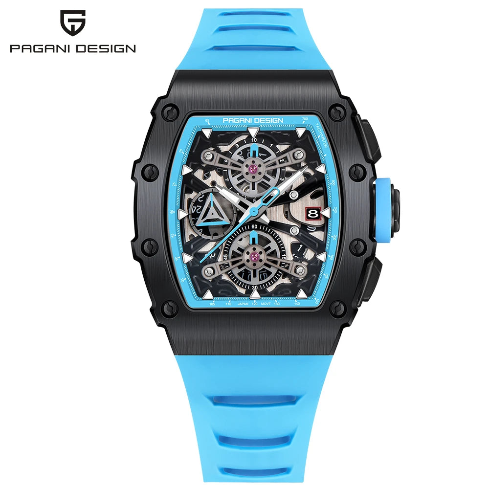 PAGANI DESIGN New 40MM Bucket Shaped Hollow Leisure Fashion Men's Quartz Watch Sapphire Glass Quartz Watch Clock
