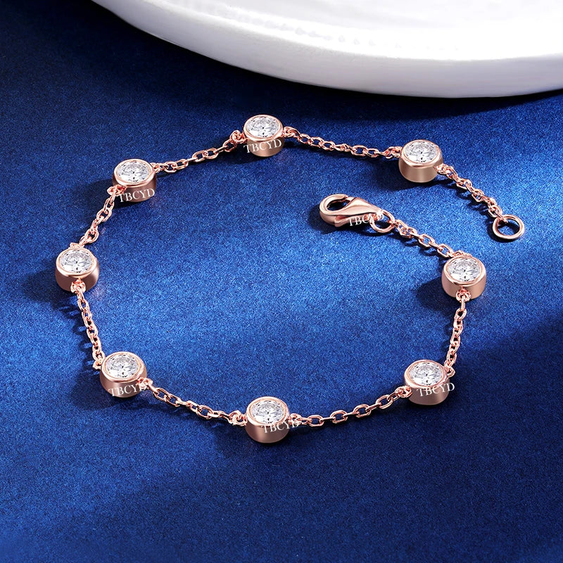 TBCYD 4mm D Color VVS1 Real Moissanite Chain Bracelets 2.4CT Moissanite GRA S925 Silver Wedding Party Hand Jewelry For Women