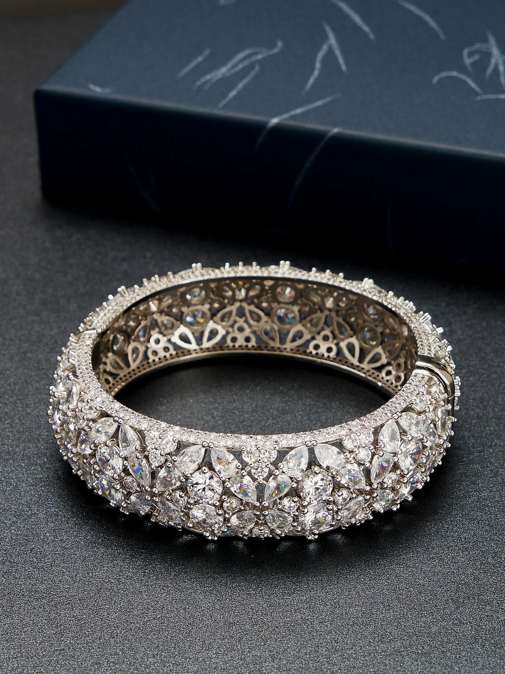 JRH African Style Bangle Bracelet with Shiny Zircon Stones Perfect Gift for Parties And Proposal Occasions Jewelry Accessory