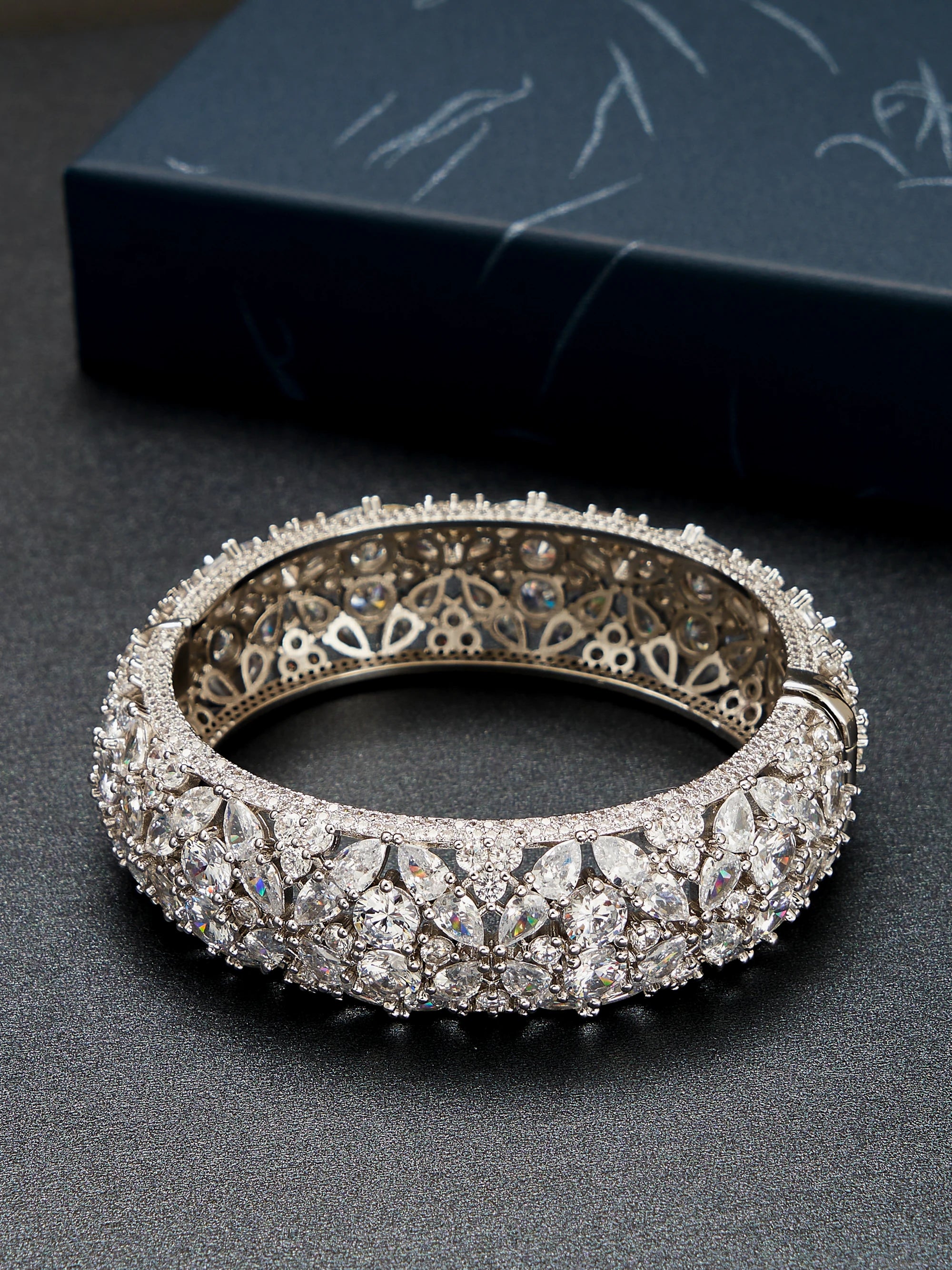 JRH African Style Bangle Bracelet with Shiny Zircon Stones Perfect Gift for Parties And Proposal Occasions Jewelry Accessory