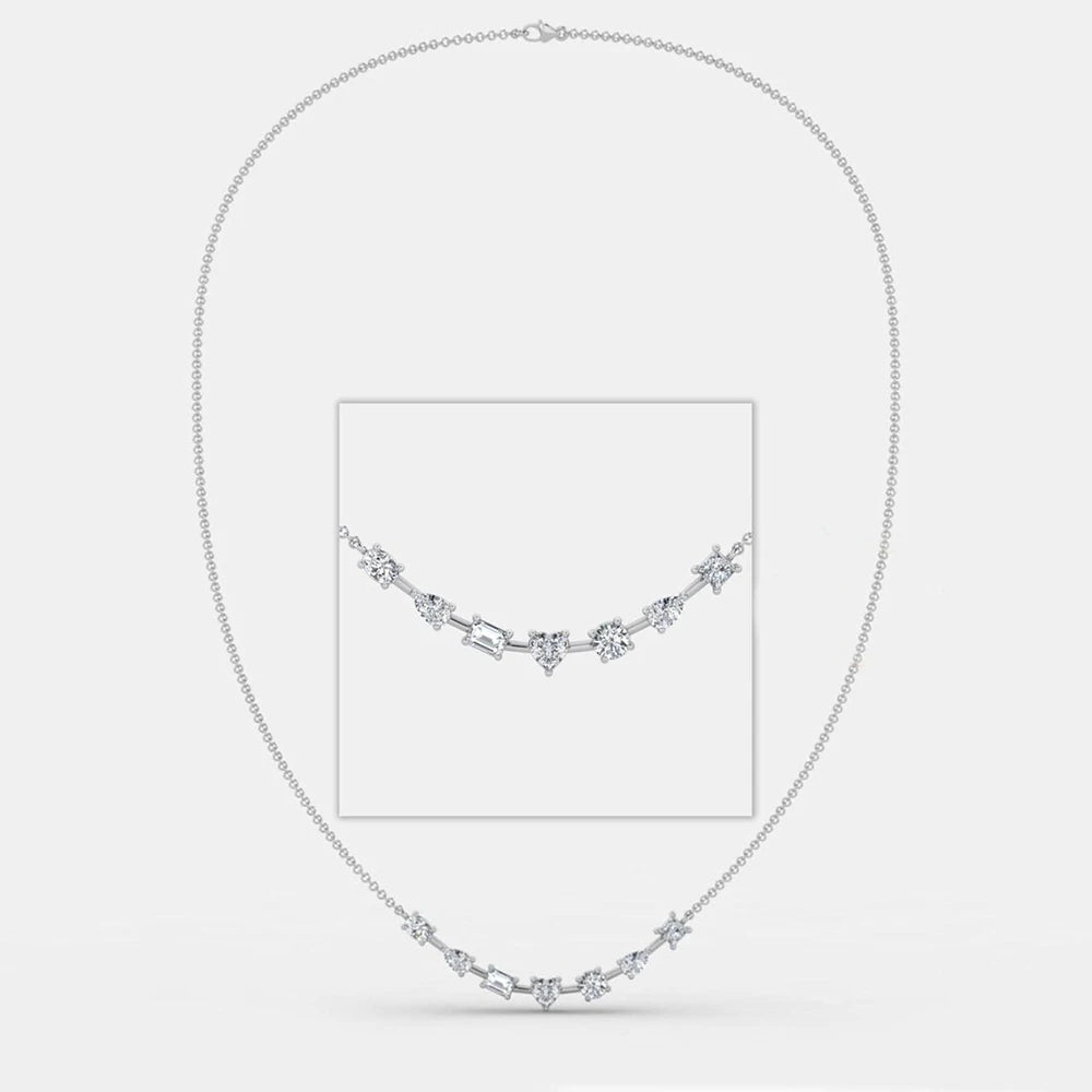 3.5cttw Multi Cut Moissanite Diamond Chain Necklace For Women Curved Shape Seven Stone Necklace S925 Silver Daily Wear Jewelry