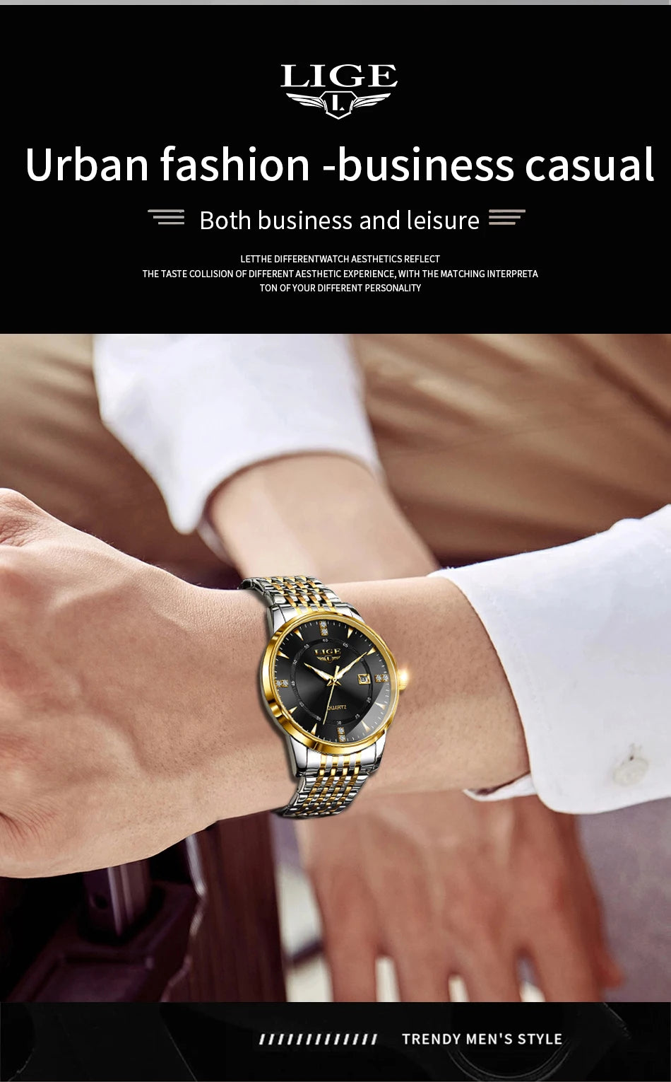 LIGE Luxury Quartz Wristwatches Mens Watch Stainless Steel Watches Luminous Date Waterproof Outdoor Diving Sports Watch reloj