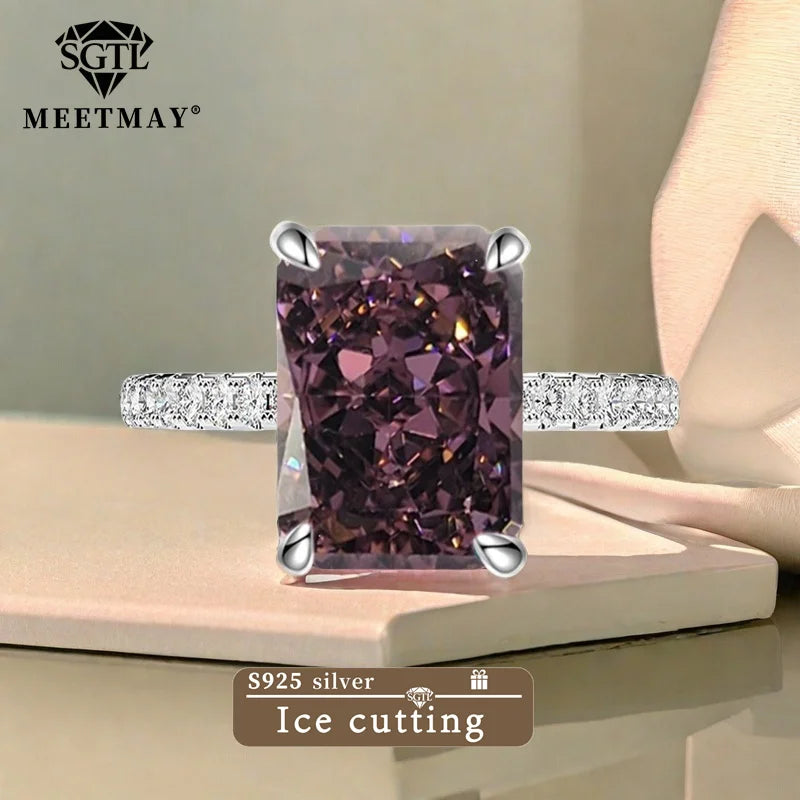 S925 Sterling Silver Tanzanite Blue Zircon Sparkle 5A Good Quality Ice Cut High Carbon Diamond Ladies Ring Fine Jewelry Women