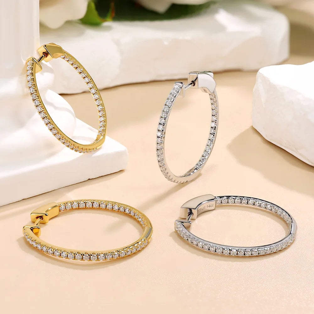 M-JAJA 1.14ct Moissanite Hoop Earrings Real 925 Sterling Silver for Women D Color VVS1 Lab Diamond Stud Earrings Wedding Jewelry