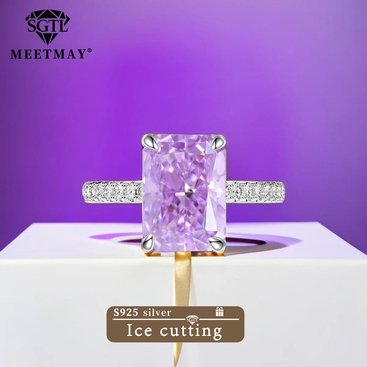 S925 Sterling Silver Tanzanite Blue Zircon Sparkle 5A Good Quality Ice Cut High Carbon Diamond Ladies Ring Fine Jewelry Women