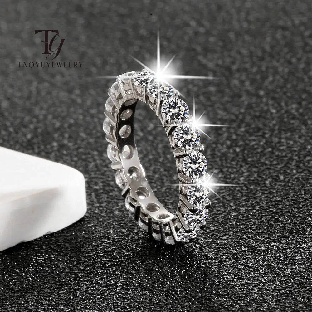 5mm 7ct Colorful Moissanite Ring 925 Sliver Plated With White Gold Wedding Band Eternity Band Engagement Rings For Women Jewelry