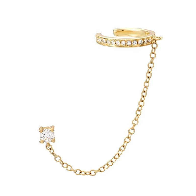 AIDE 1pcs 925 Sterling Silver Zircon Earring For Women Chain Cuffs Earring Pendientes Brincos Aretes Fine Jewelry Party Gifts