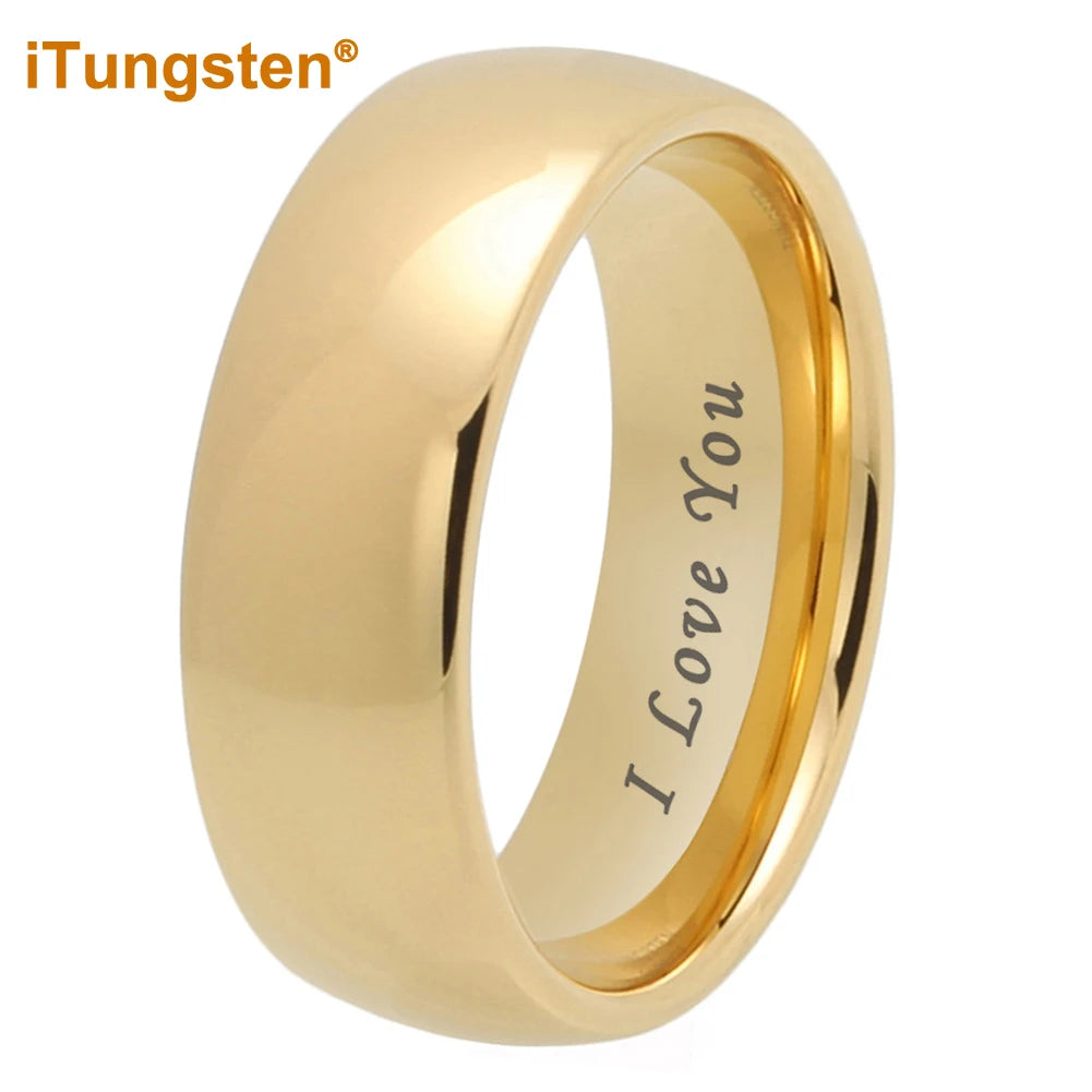 iTungsten 4/5/6/7/8/10mm Tungsten Carbide Ring Men Women Couple Wedding Band I Love You Engraved Comfort Fit