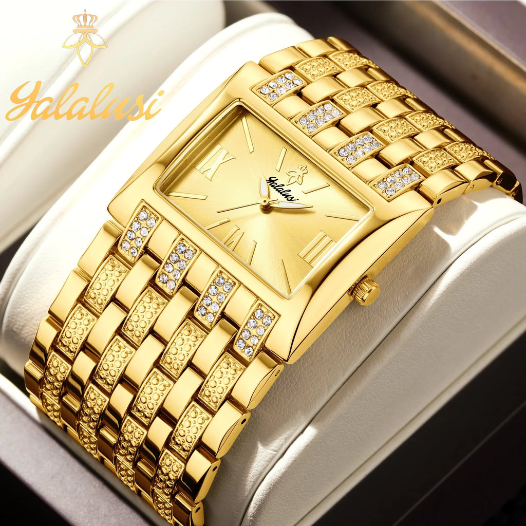 YaLaLuSi Brand: Fashionable Women's Waterproof Quartz Bracelet Watches – Luxury Gold Watches for Gifts Reloj Mujer Ladies