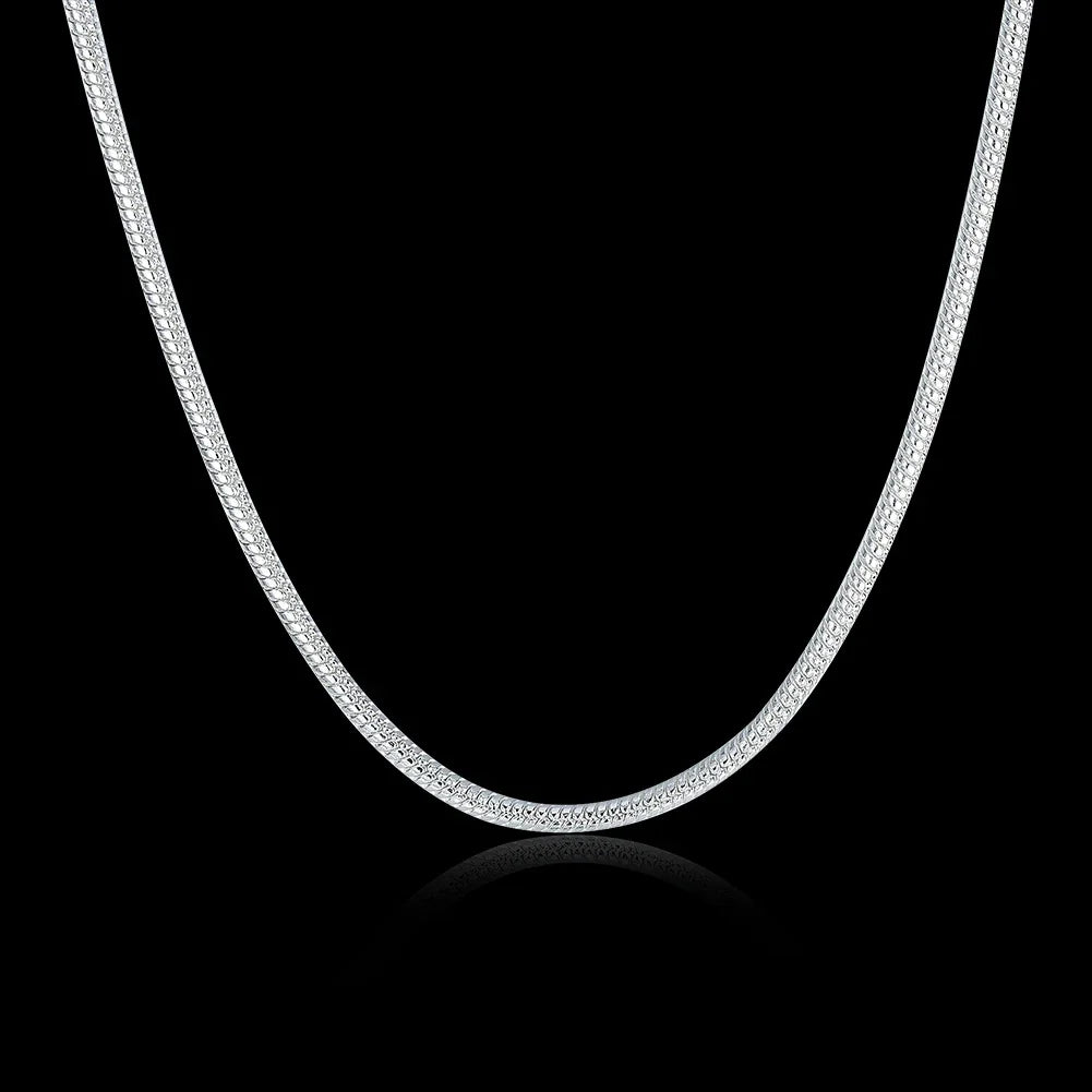 Hot 10PCS 925 Sterling Silver Classics 2MM Snake Chain Necklace For Women Man 16-30 Inches Fashion Party Wedding Jewelry Gift