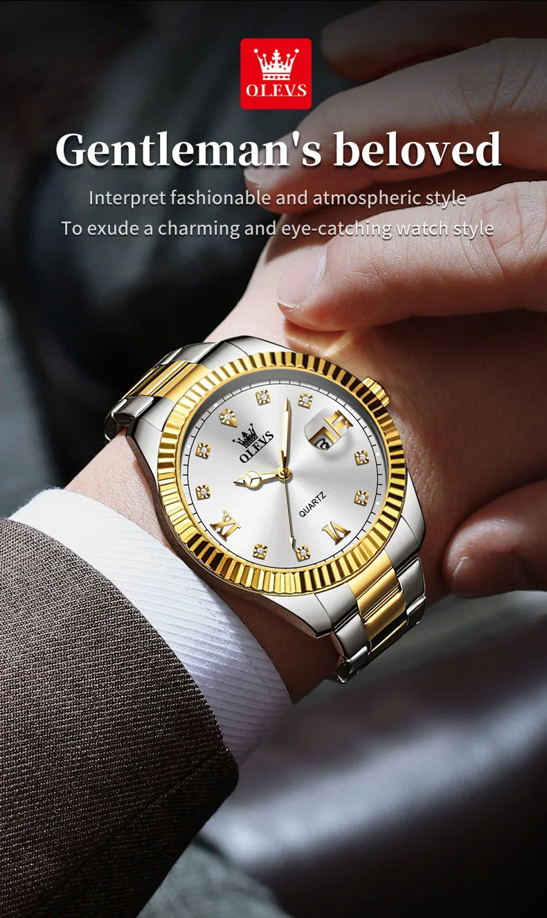 OLEVS 3623  Mens Watch Original Business Luxury Simple Brand Quartz Watch Waterproof Luminous Watch For Man Automatic Date Reloj