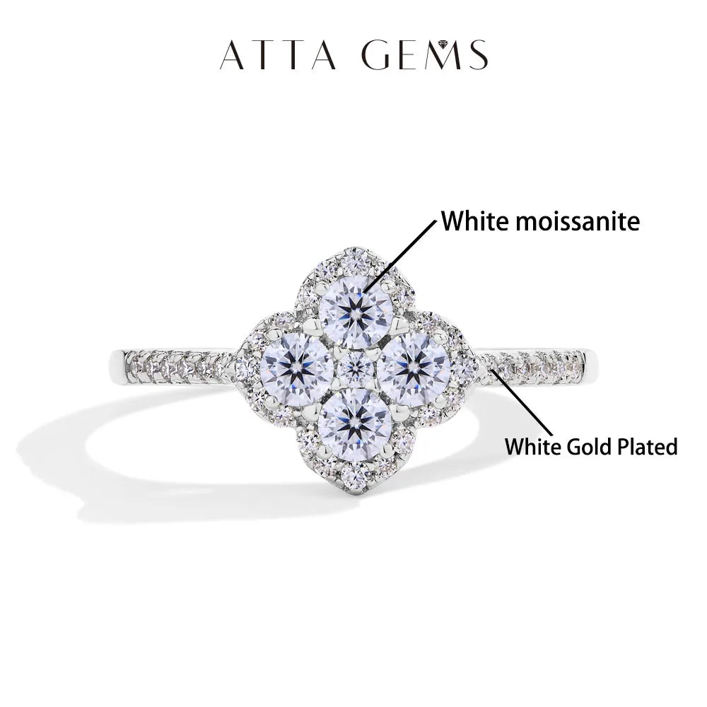 ATTAGEMS Classic Moissanite Rings for Women D Color VVS1 Real 925 Sterling Silver Engagement Wedding Party Exquisite FineJewelry