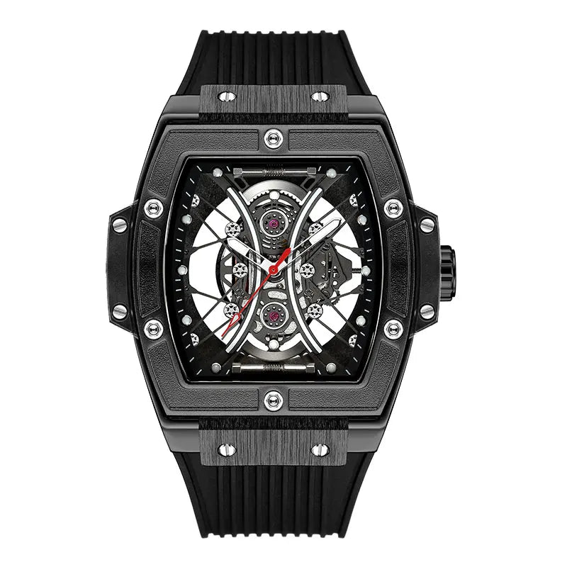 MEGIR & RUIMAS Military Sport Watch for Men Fashion Silicone Strap Analog Quartz Wristwatch with Luminous Hands Tonneau Dial 334