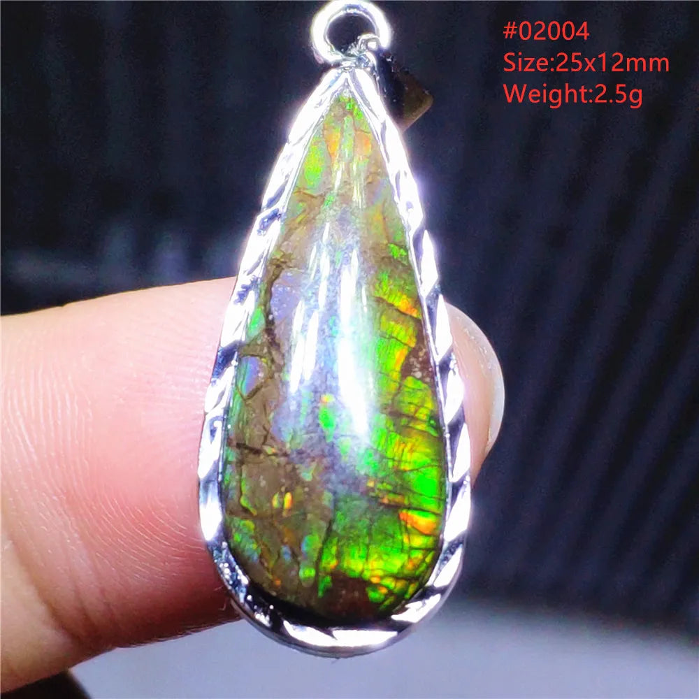 Natural Red Ammonite Ammolite Pendant Light Gemstone Green Ammolite 925 Sterling Silver Women Men Canada Necklace AAAAA