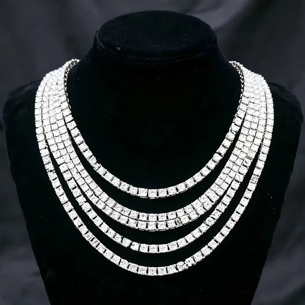 Hip Hop 3MM 4MM 5MM Tennis Chain Iced Out Necklace Men Fashion Silver Color Tennis Jewelry Women 20inch Choker Punk Gift