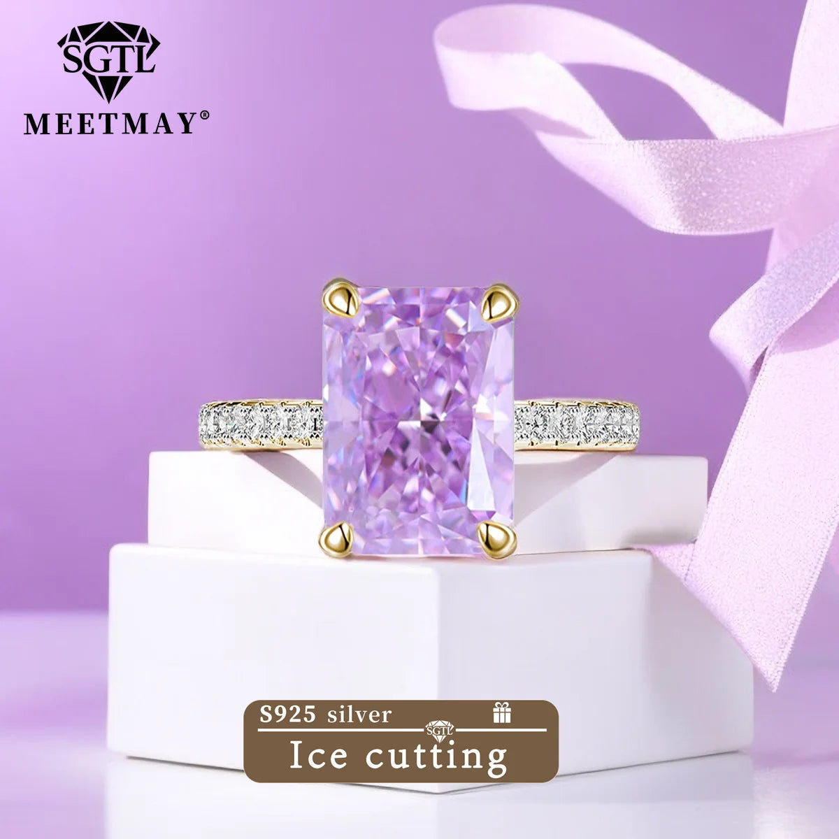 S925 Sterling Silver Tanzanite Blue Zircon Sparkle 5A Good Quality Ice Cut High Carbon Diamond Ladies Ring Fine Jewelry Women