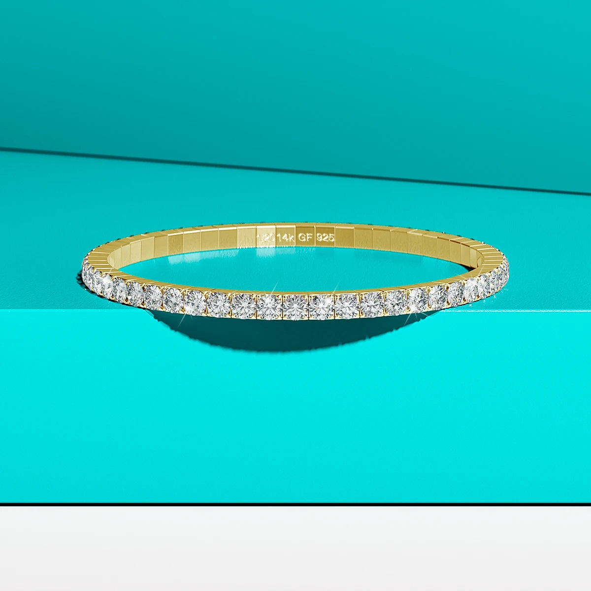 14K Gold Filled Moissanite Tennis Bracelet D Color VVS1 Lab Diamond Jewelry Stretch Rope Hand Chain Wedding Gifts for Women Man