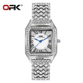 OPK Brand Full Diamond Waterproof Roman Scale Steel Belt Ladies Quartz Watch 8619