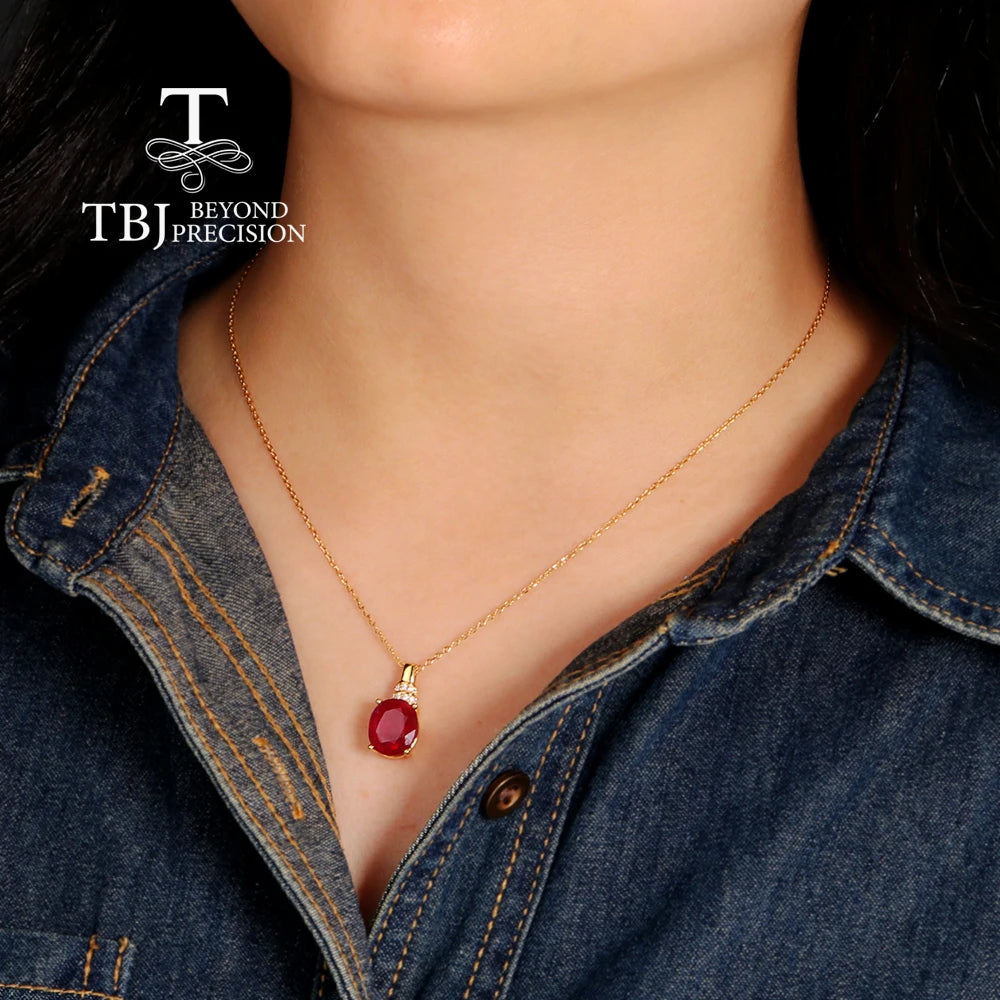 S925 Silver Luxury Large Gem natural Filled Ruby pendant necklace for women Anniversary & Engagement & banquet gift