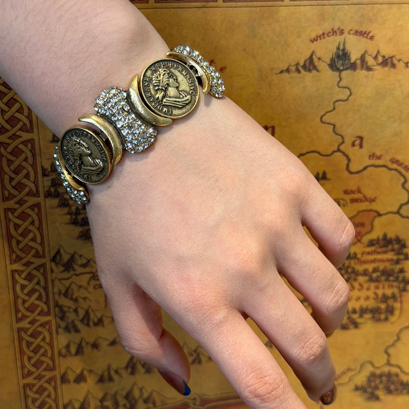 Ancient Coins Bracelets Woman Vintage Portrait Carving Bangles Jewelry Luxury Designer Accessories Gold Color Mother Day Gift