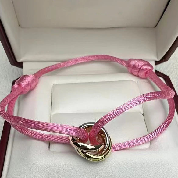 MESSITOK Classic luxury jewelry S 925 silver three ring tri color cross couple bracelet. Holiday gifts. Not fading. Not allergic
