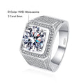 Tezzc 2ct 5ct 10ct Moissanite Lab Diamond Ring For Men 925 Sterling Silver with Gold Plated Wedding Man Rings Jewelry Certified