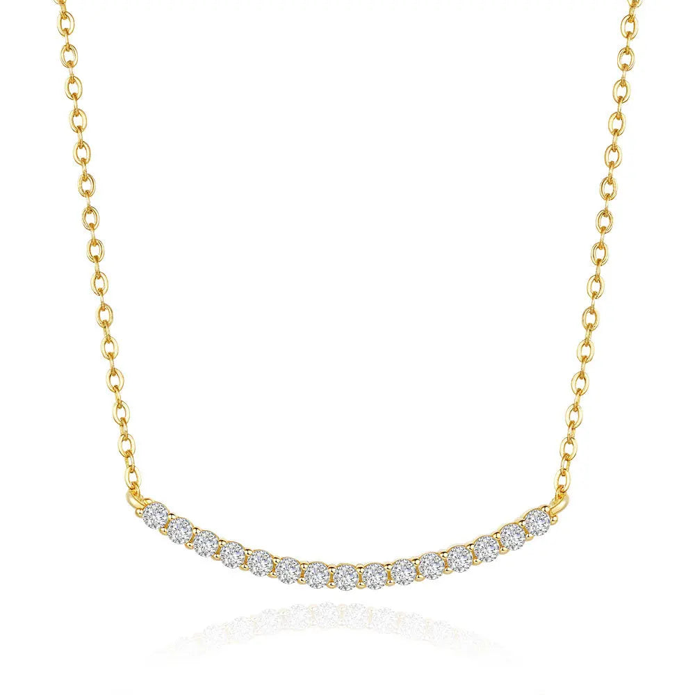 Luxury 100% Real 18k Gold 1 karat moissanite diamond pendant necklace women smile necklace clavicle chain