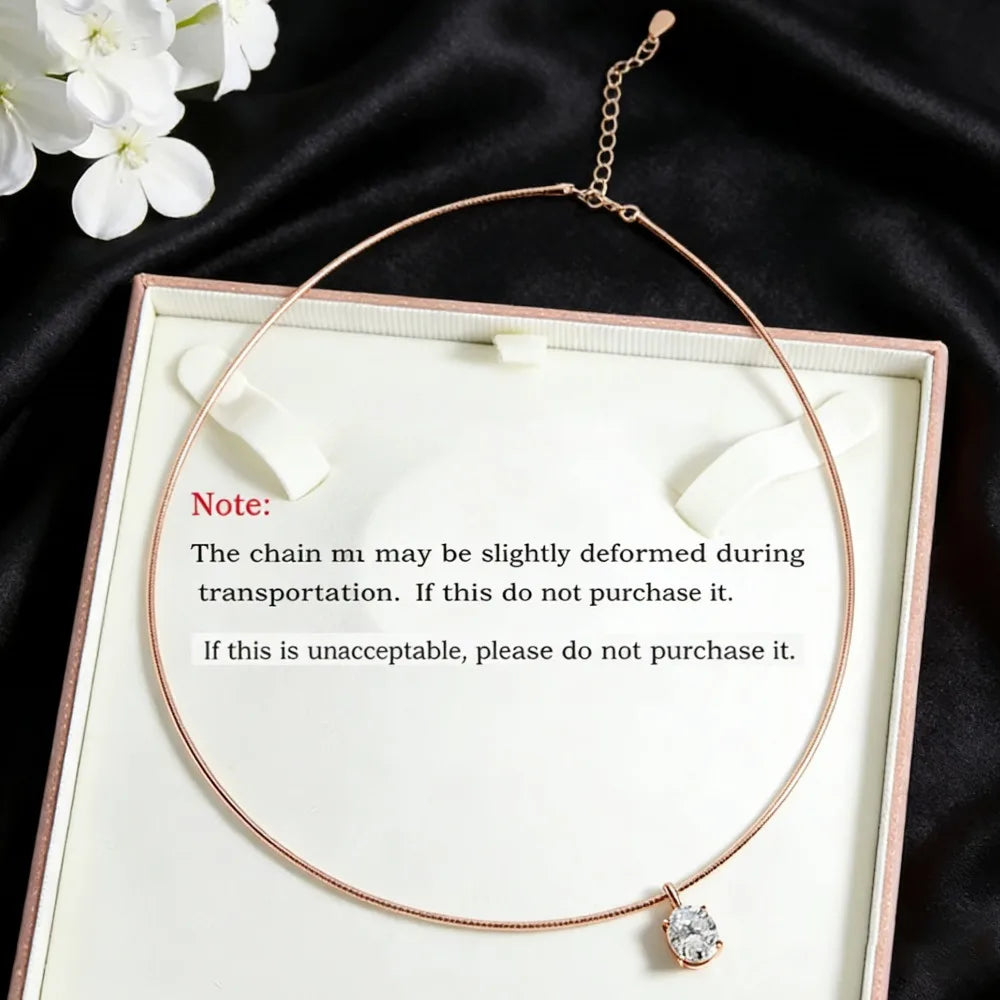 FEOBUR 3CT Oval Cut Moissanite Pendants Choker Necklace 925 Sterling Silver Solitaire Diamond Collar Chain Women Jewelry Gift