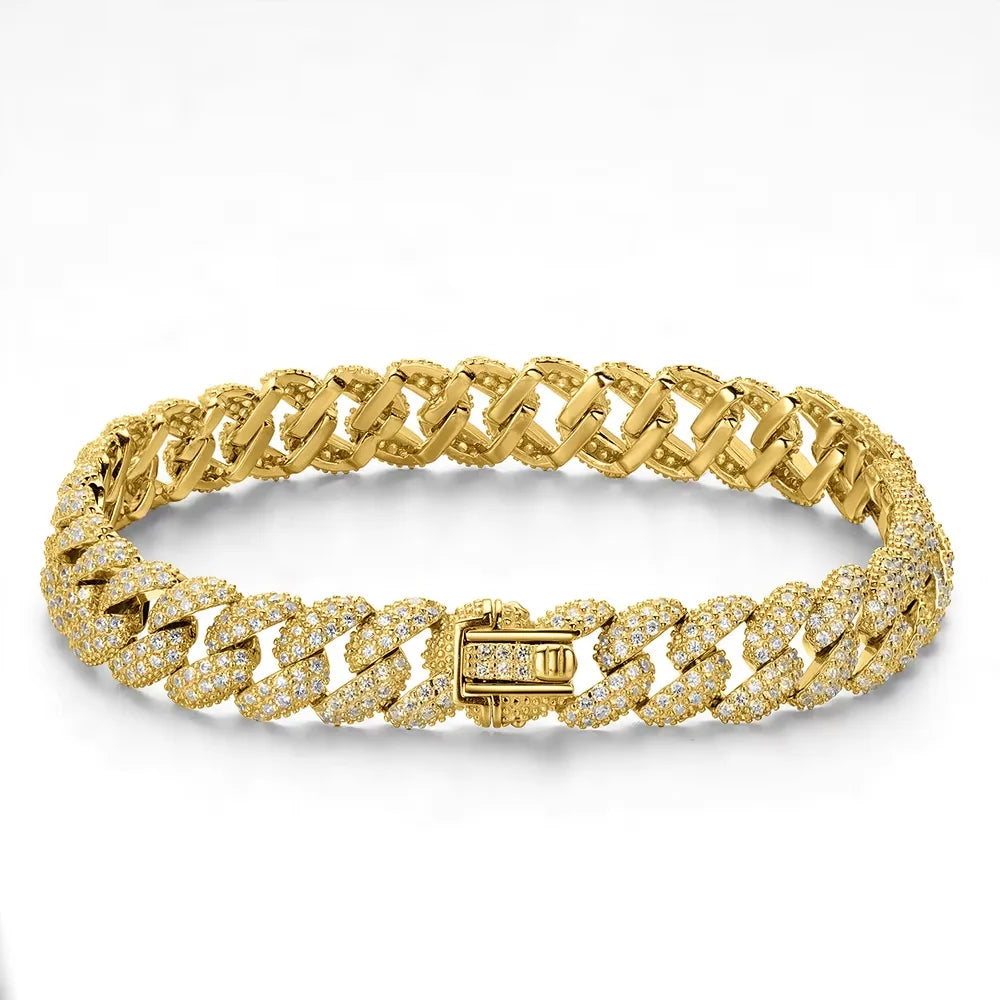 Smyoue 18k Gold Plated Cuban Bracelet for Women Men High Carbon Diamond Bracelet 925 Sterling Silver Jewelry Hip Hop Link Chain