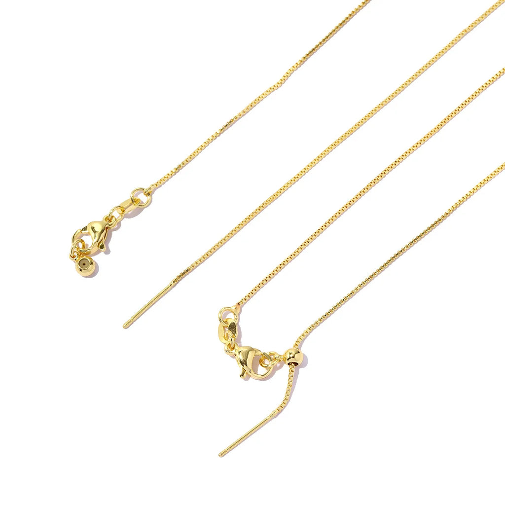 100pcs/lot 18k Gold Plated Removable Adjustable Box Chain Necklace For Women DIY Charm Pendant Jewelry Making Wholesale